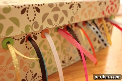 DIY Shoebox Ribbon Storage