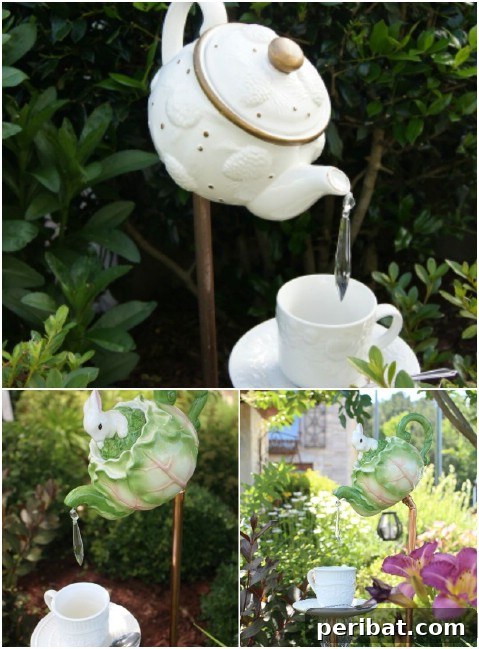 Beyond the Brew: 25 Beautiful Ways to Repurpose Old Teacups 20 Decorative Teapot Garden Sculpture