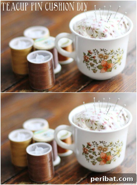 Beyond the Brew: 25 Beautiful Ways to Repurpose Old Teacups 21 Teacup Pincushion Craft