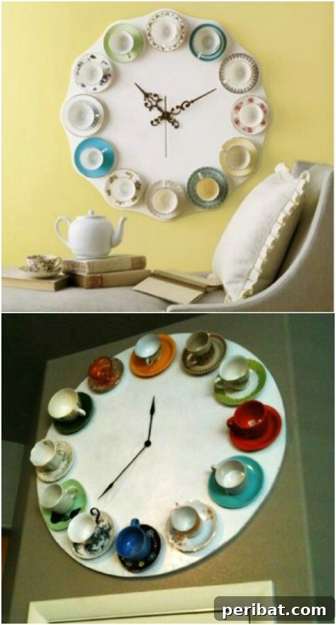 Beyond the Brew: 25 Beautiful Ways to Repurpose Old Teacups 25 Teacup Wall Clock Design