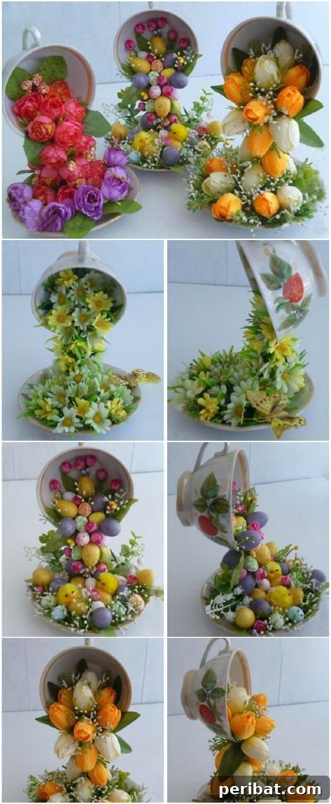 Beyond the Brew: 25 Beautiful Ways to Repurpose Old Teacups 4 Floating Teacup Floral Display