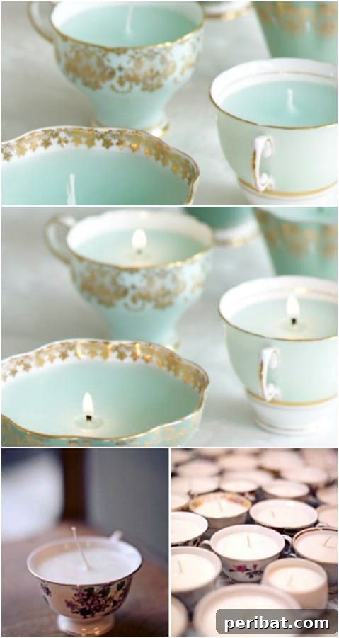 Beyond the Brew: 25 Beautiful Ways to Repurpose Old Teacups 6 Homemade Teacup Candles