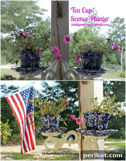 Beyond the Brew: 25 Beautiful Ways to Repurpose Old Teacups 7 Teacup Sconce Planter Display