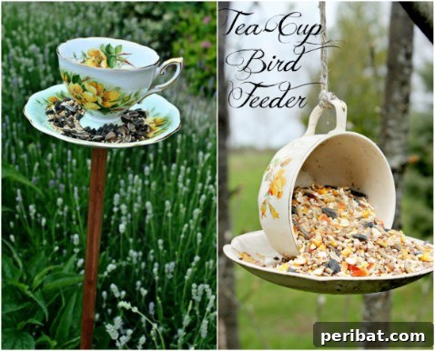 Beyond the Brew: 25 Beautiful Ways to Repurpose Old Teacups 10 DIY Teacup Bird Feeder
