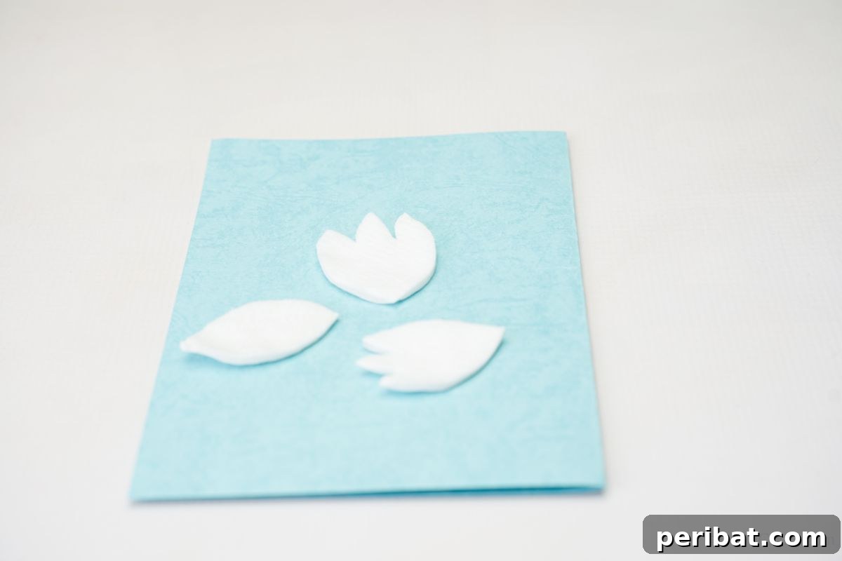 Exquisite Handcrafted Paper Tulip Greeting 4 three white tulips on blue card