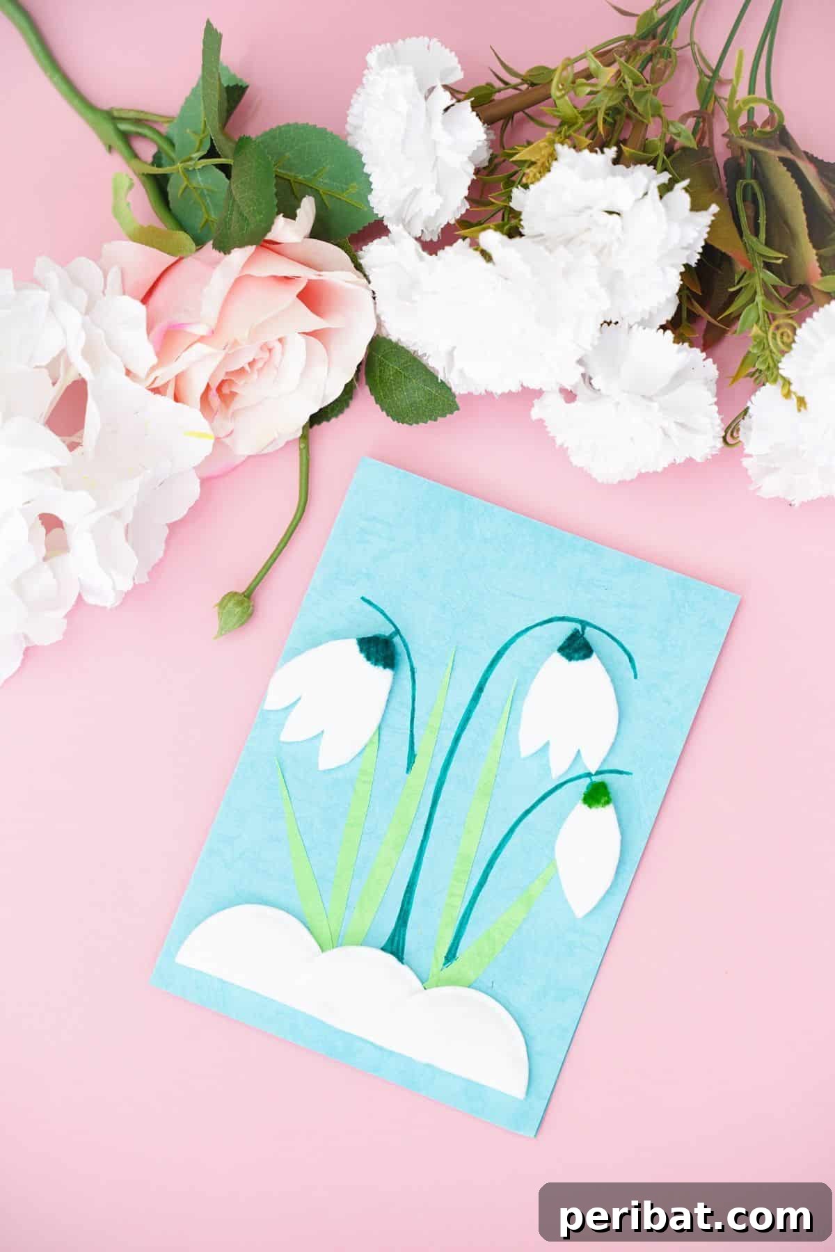 tulip handmade card on pink table