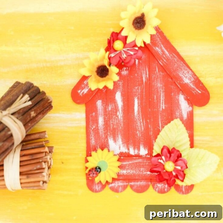 Finished craft stick house