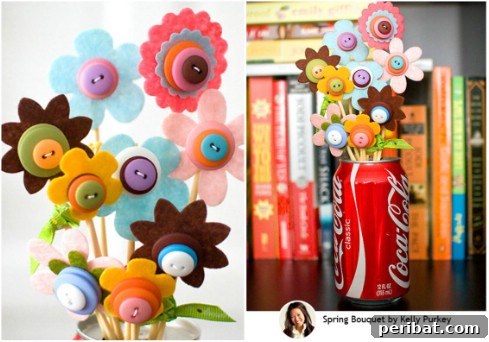 Stunning Button Craft Creations 14 Flower Bouquet