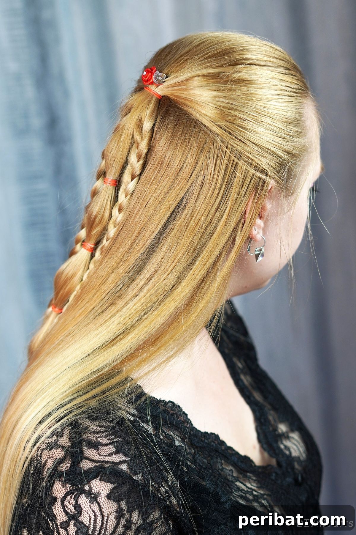 Charming Half-Up Viking Braids 8 finished half up viking style braids, showcasing the final look