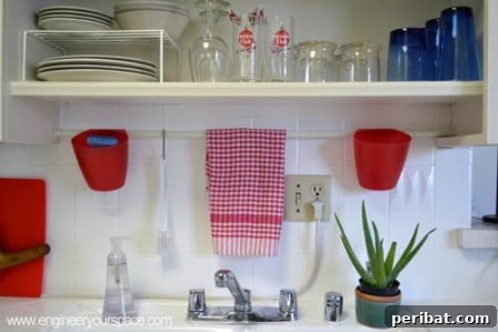 Small Kitchen Organizer using Tension Rods