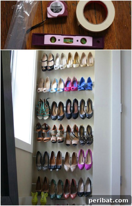 Tension Rod Shoe Storage Solution