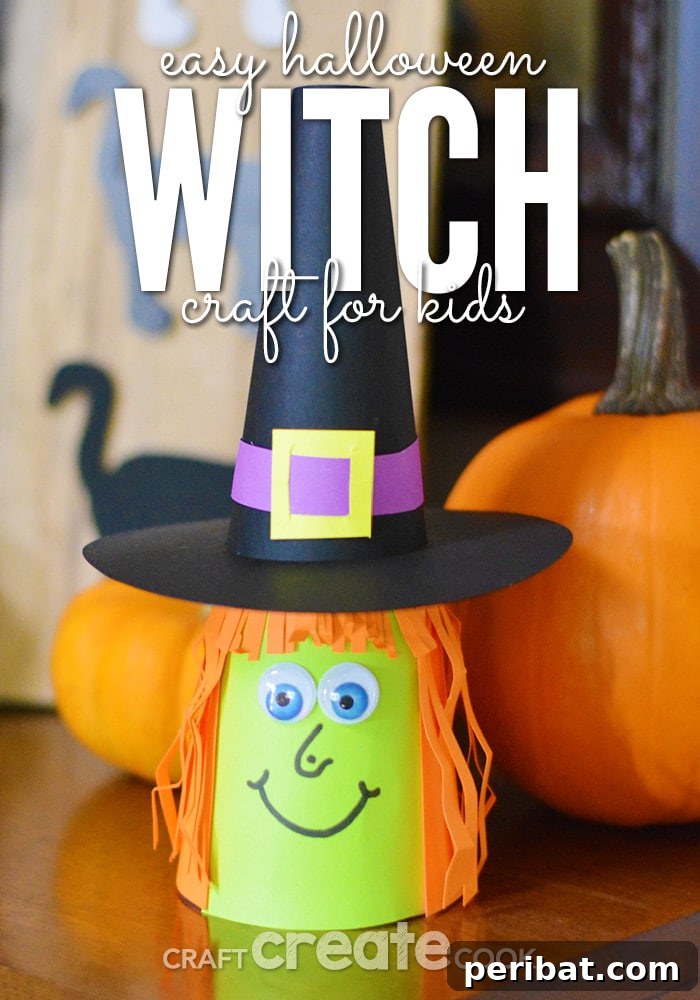 A sophisticated paper witch craft positioned next to a pumpkin, creating an autumnal and spooky vignette.