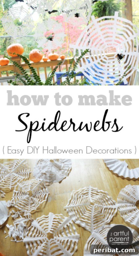 Beautifully crafted coffee filter spiderwebs, delicate and ethereal, ready to adorn windows for Halloween.