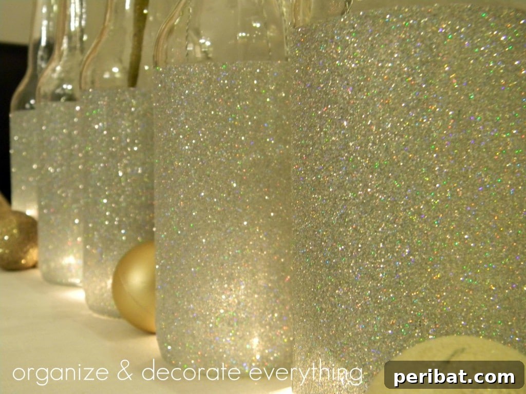 26 Stunning Empty Wine Bottle Upcycling Projects 12 DIY Glittered Bottles for Vases and Decorations