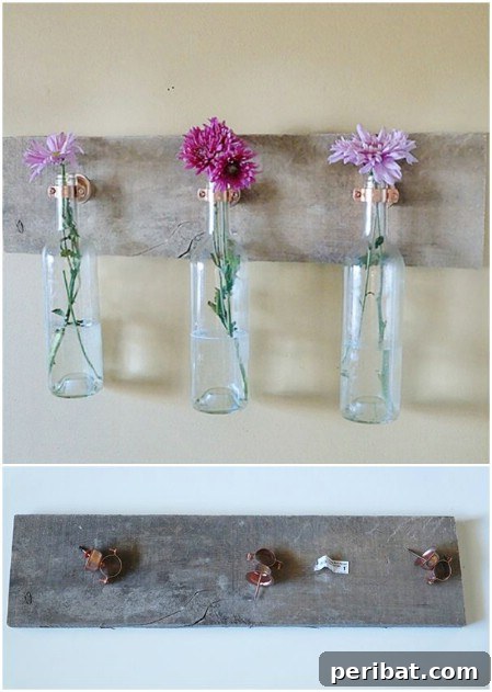 26 Stunning Empty Wine Bottle Upcycling Projects 17 Hanging Wall Vases from Wine Bottles