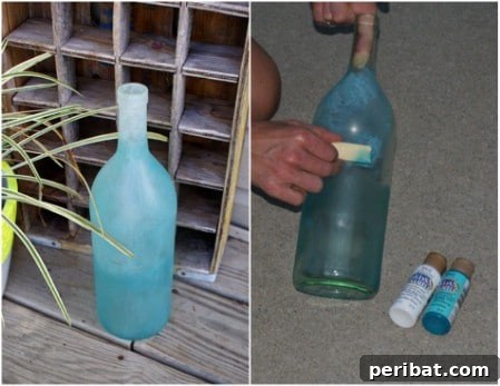 26 Stunning Empty Wine Bottle Upcycling Projects 6 Frosted Ombre Wine Bottles