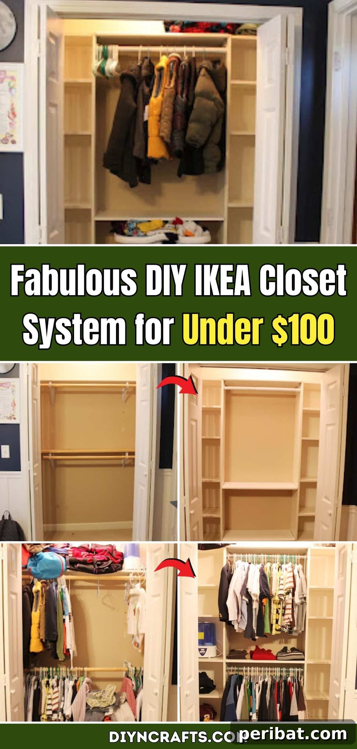 Smart IKEA Closet Solution: Big Style, Tiny Budget 2 Fabulous DIY IKEA Closet System for Under $100 pinterest image
