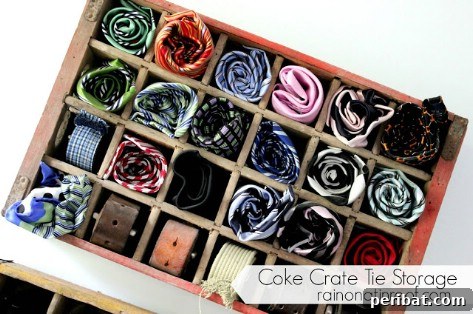 85 Genius Home Organization and Storage Hacks for Every Space 17 Coke crate repurposed as a tie holder