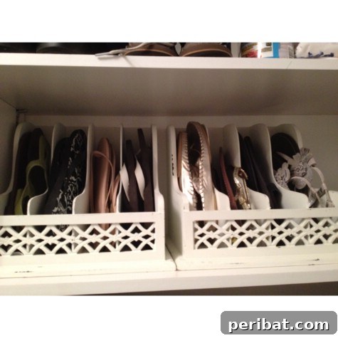 85 Genius Home Organization and Storage Hacks for Every Space 19 Flip flops and sandals stored in a letter organizer