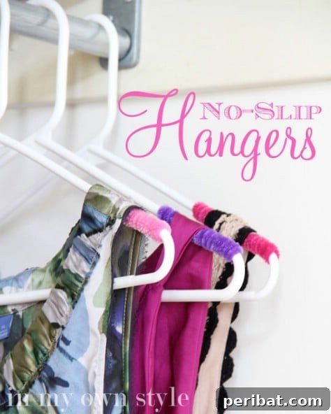 85 Genius Home Organization and Storage Hacks for Every Space 21 Pipe cleaners wrapped around hanger ends to prevent clothes from slipping