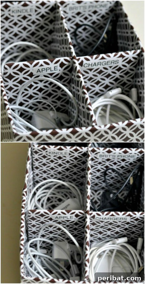 85 Genius Home Organization and Storage Hacks for Every Space 23 Decorative DIY cable box storing various cables