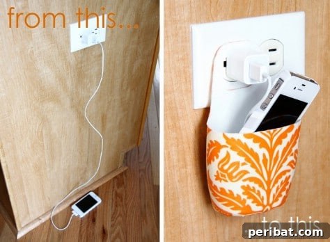 85 Genius Home Organization and Storage Hacks for Every Space 32 Decorative phone charging holder made from a repurposed lotion bottle