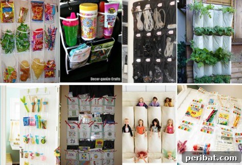 85 Genius Home Organization and Storage Hacks for Every Space 43 Hanging organizer with multiple pockets holding beauty products