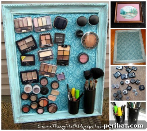 85 Genius Home Organization and Storage Hacks for Every Space 45 Magnetic board on a wall with makeup containers attached