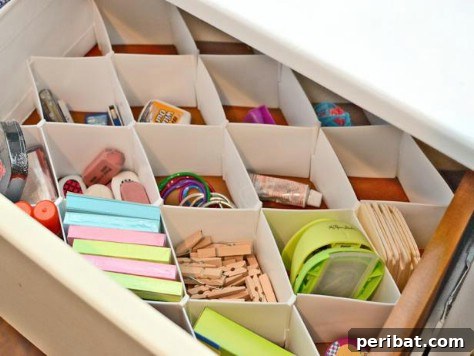 85 Genius Home Organization and Storage Hacks for Every Space 51 Drawer with adjustable dividers organizing office supplies