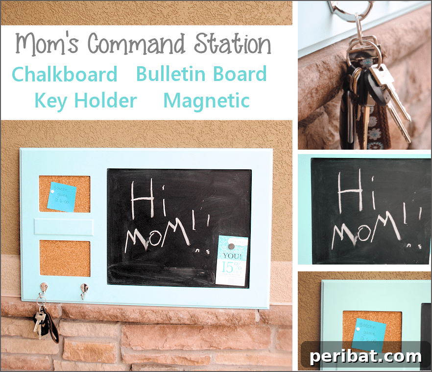 85 Genius Home Organization and Storage Hacks for Every Space 60 DIY family command station with bulletin board, chalkboard, and key hooks