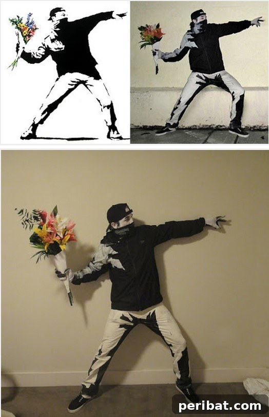 31 Howlingly Good DIY Adult Halloween Costumes to Snag the Grand Prize 17 Banksy’s Flower Thrower