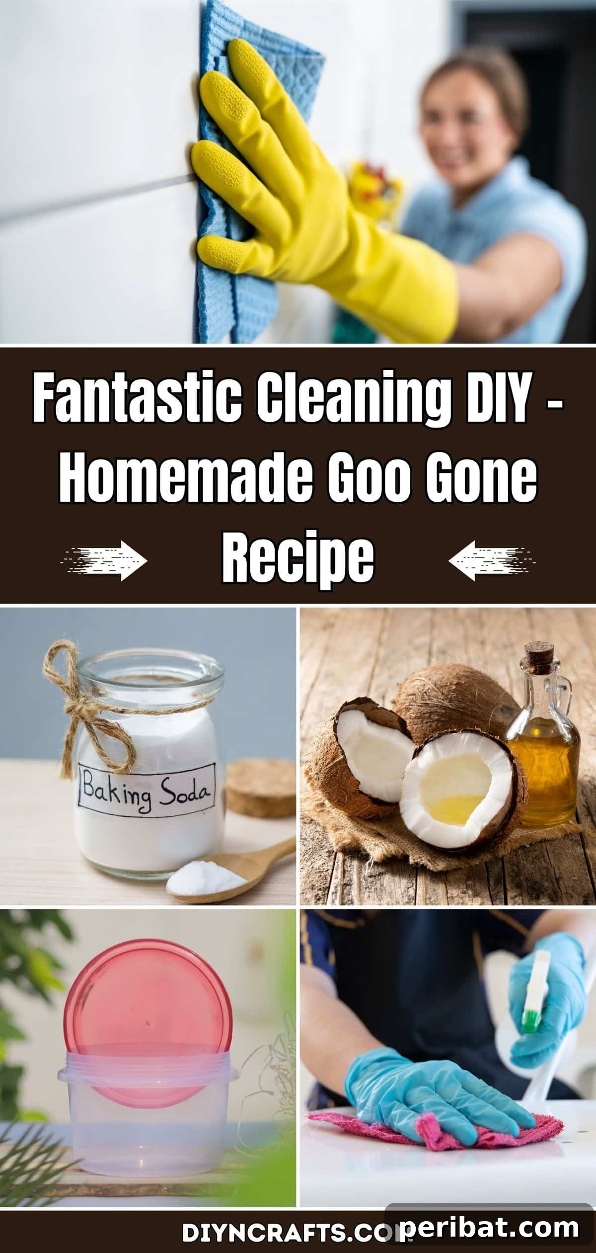 Homemade Goo Gone alternative made with oil and baking soda in a jar, ready for use – a fantastic DIY cleaning solution for sticky residues.