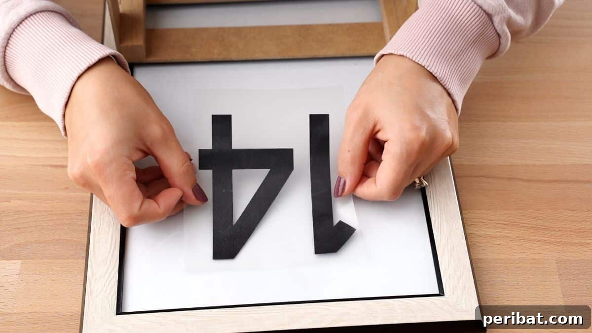Create Custom Address Signs with Your Cricut 11 placing house number onto frame