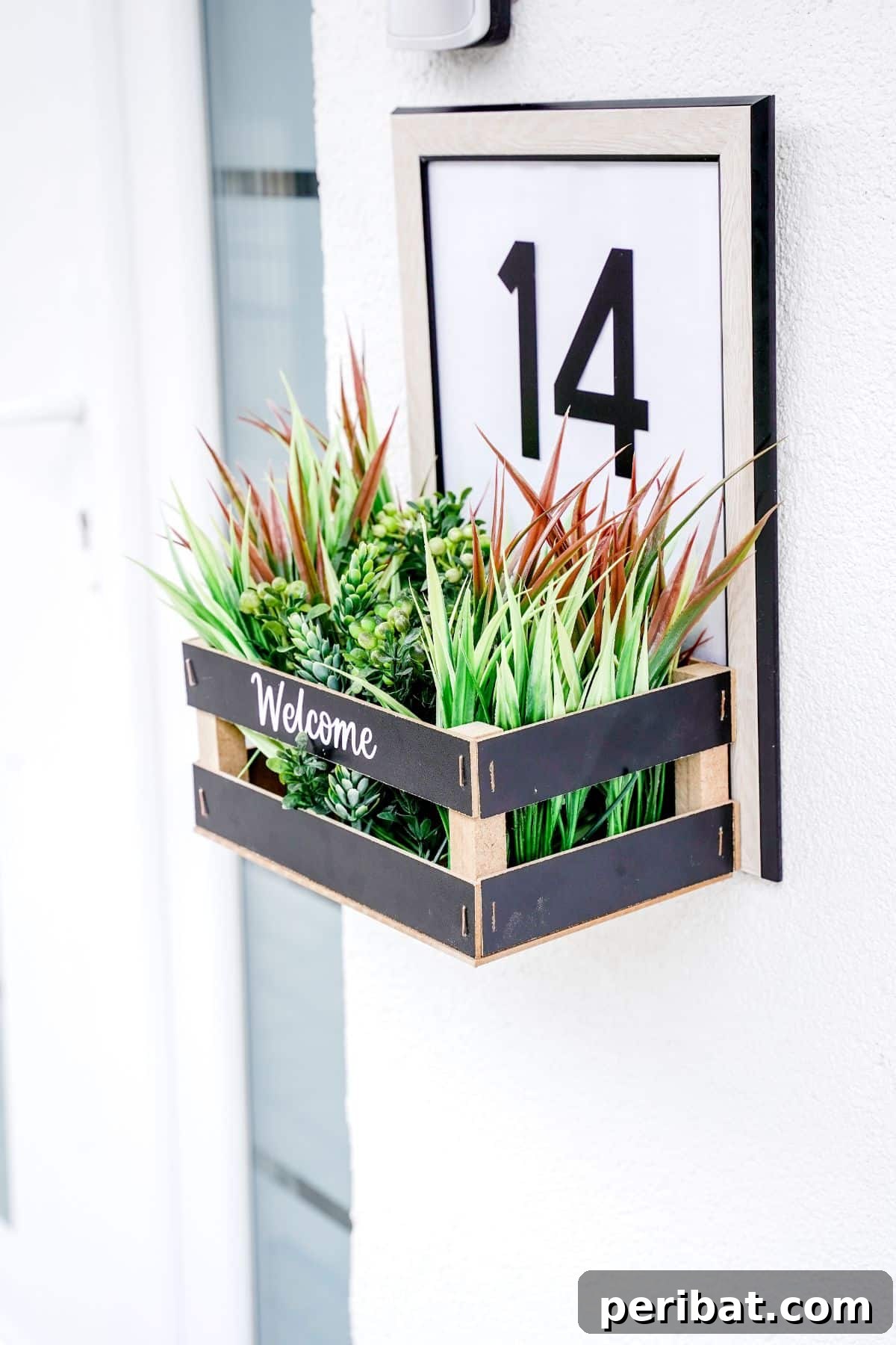 Create Custom Address Signs with Your Cricut 20 side of house number sign against white stucco wall