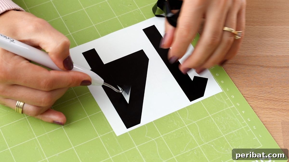 Create Custom Address Signs with Your Cricut 9 weeding house numbers on Cricut mat