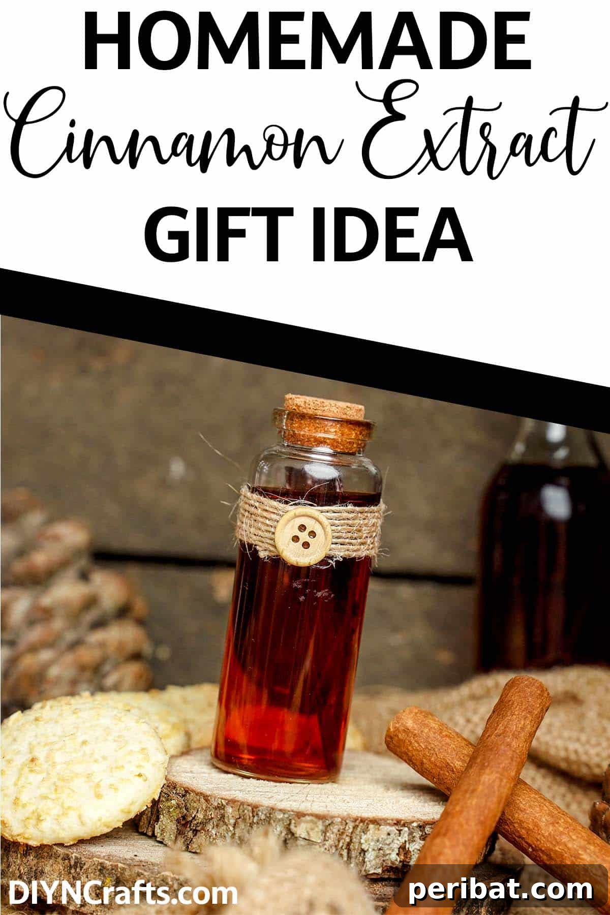 Mastering Homemade Cinnamon Extract 12 A beautifully packaged bottle of homemade cinnamon extract with a gift tag, emphasizing its handmade appeal.