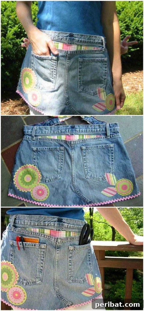 DIY denim craft apron from old jeans for artists