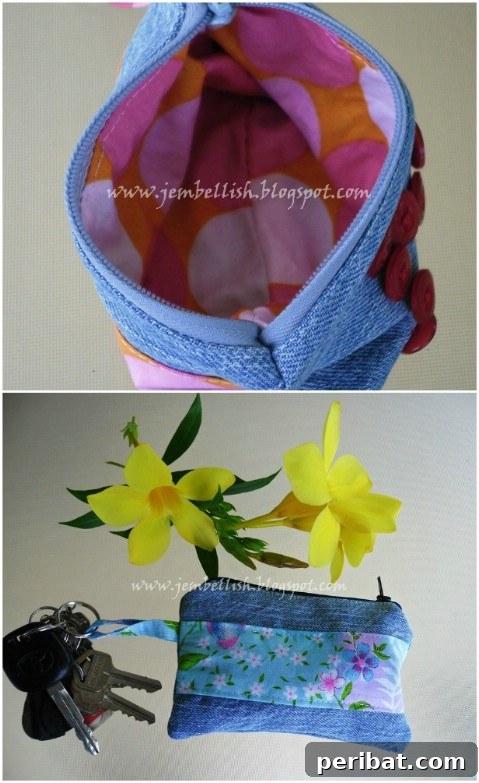 DIY denim iPod keychain case for device protection