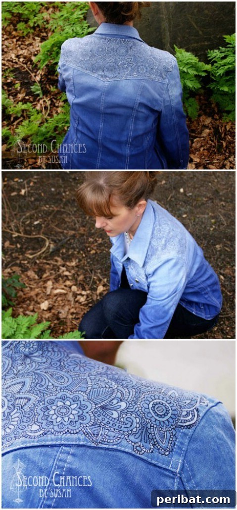 DIY fine-tipped marker designs on denim jacket or jeans