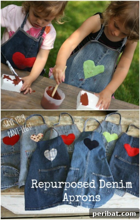 DIY denim craft apron for kids activities