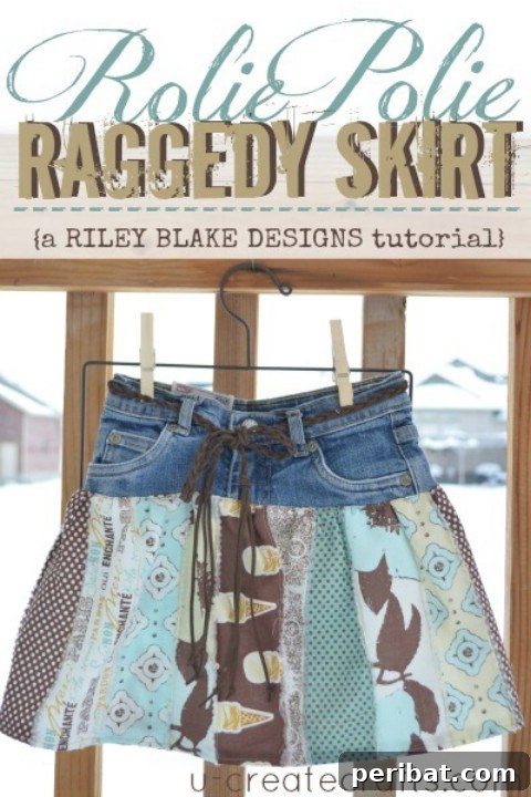 DIY raggedy denim skirt tutorial with fabric scraps