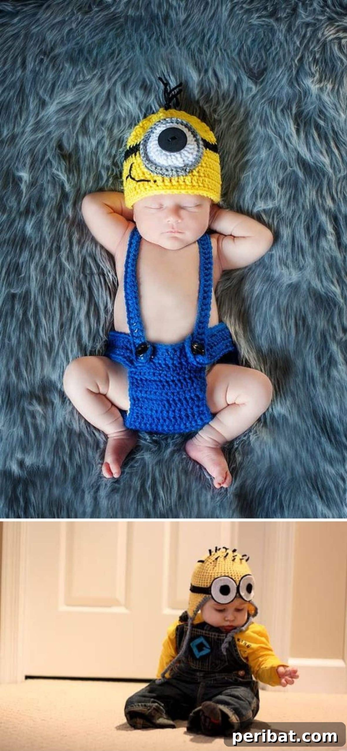 Spooktacularly Adorable DIY Baby Halloween Costume Ideas 20 Dress your baby as an adorable Minion with this simple DIY Halloween costume, featuring yellow and denim elements and iconic goggles. A popular and charming infant outfit.