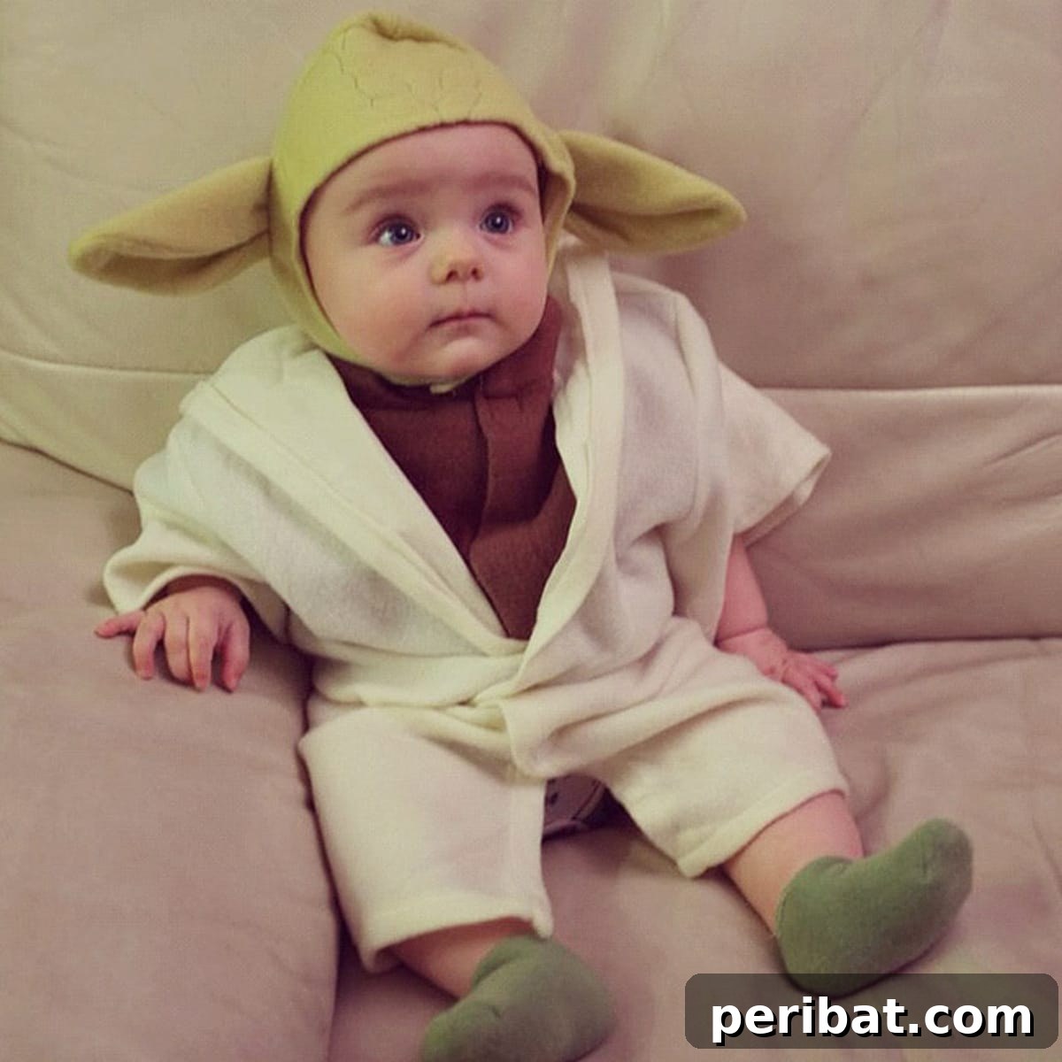 Spooktacularly Adorable DIY Baby Halloween Costume Ideas 5 Dress your infant as the iconic Star Wars character with this adorable Baby Yoda costume. A tiny robe and famously big ears make for an irresistible Halloween outfit.