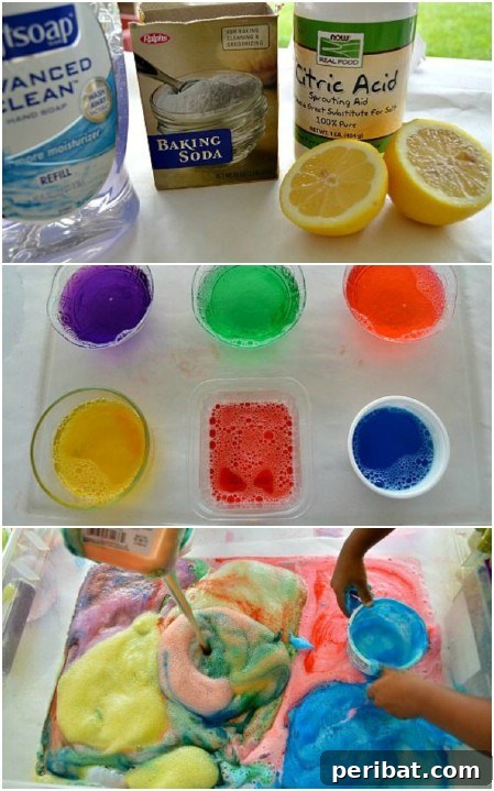 Make fizzy lemon suds eruptions.