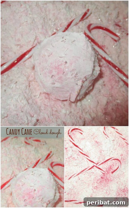 Make candy cane cloud dough for the holidays.