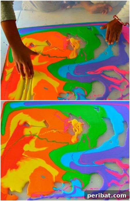 Make beautiful rainbow oobleck.