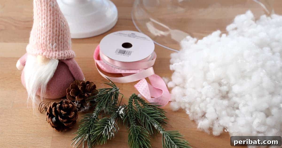 Effortless Festive Cloche Display 4 supplies to make a easy diy pastel christmas cloche centerpiece