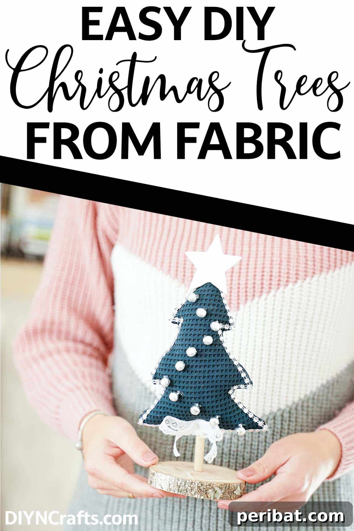 Charming Fabric Tabletop Christmas Tree Craft 12 Holding a mini fabric Christmas tree with a decorative star on top