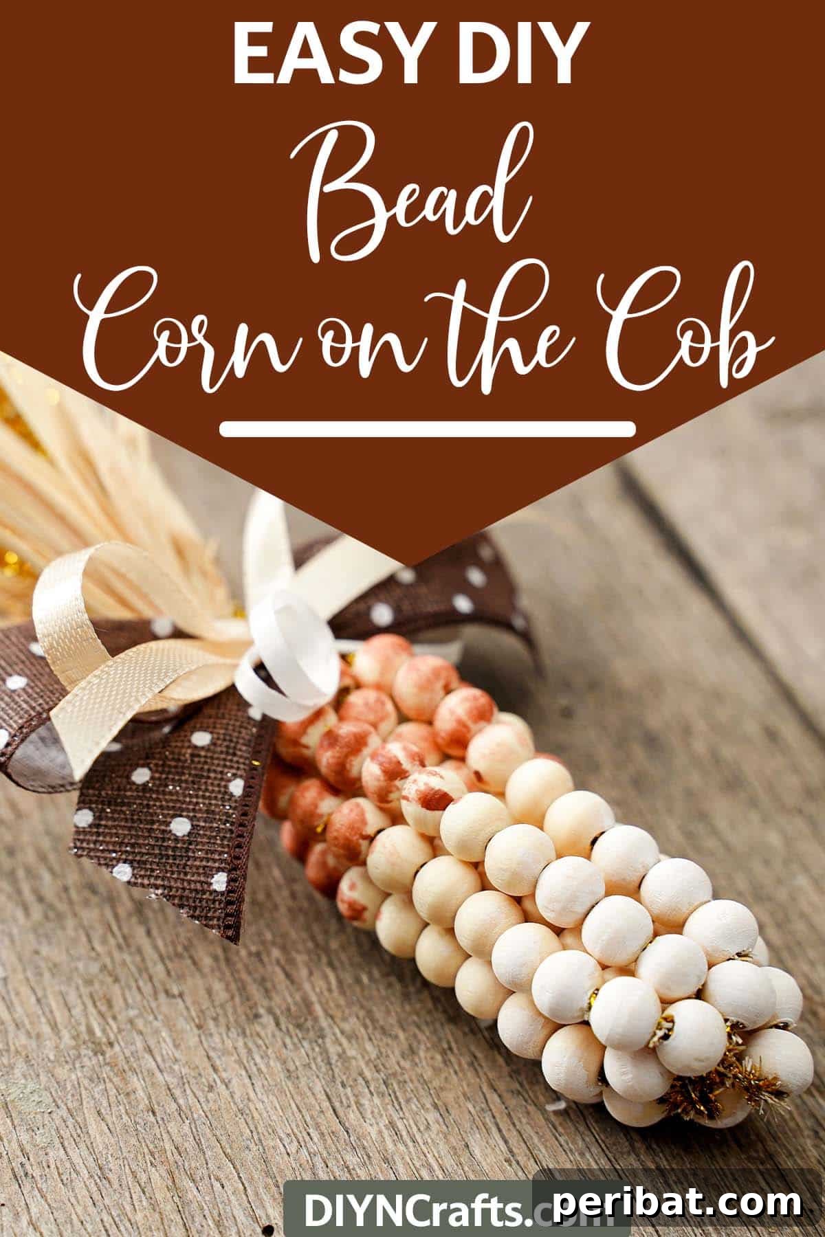 Sparkling Beaded Corn for Autumn Decor 14 simple fall craft with text which reads easy diy bead corn on the cob