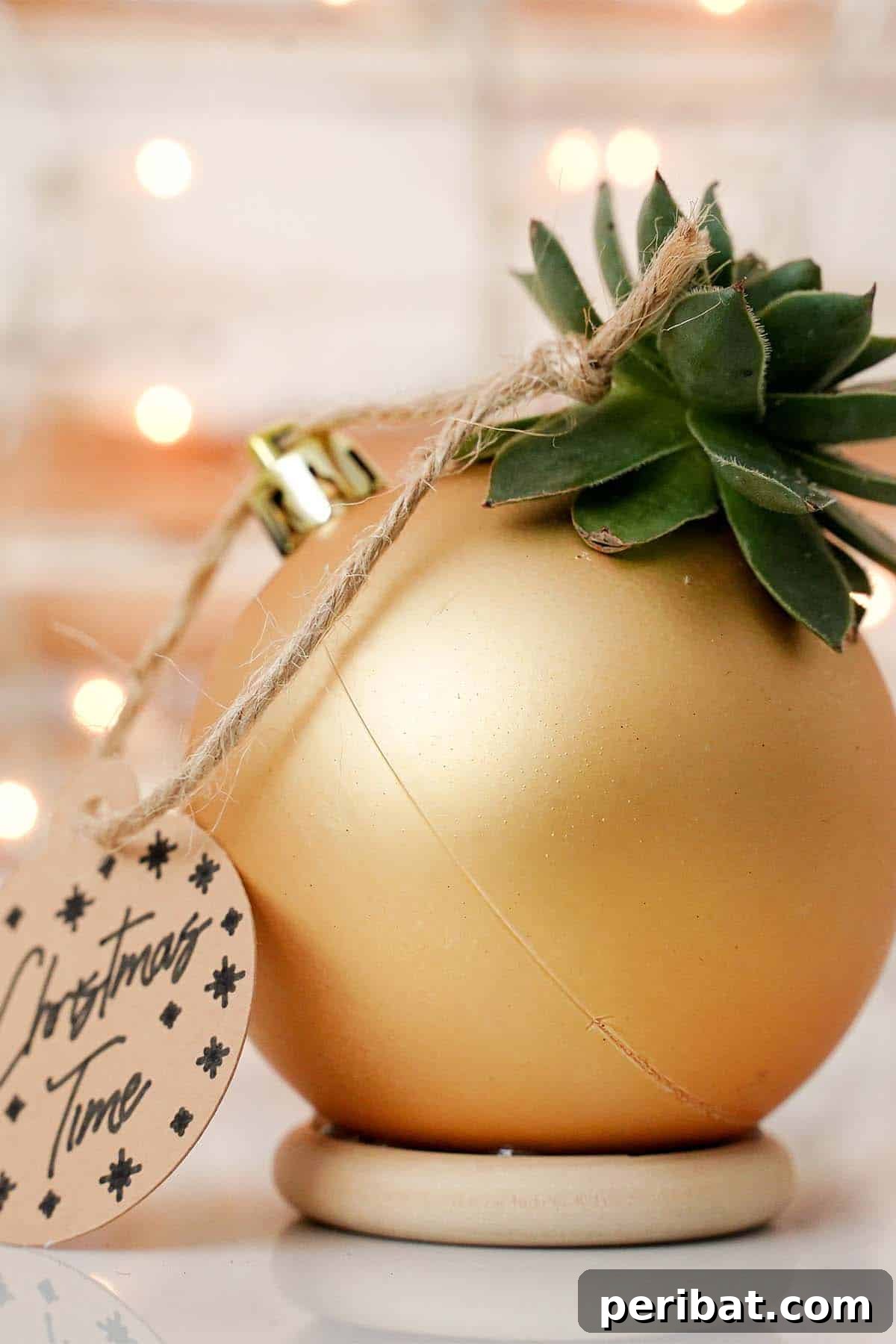 Crafting Festive Succulent Baubles 10 A stunning succulent planter ornament, showcasing a beautiful Christmas Gift Idea.